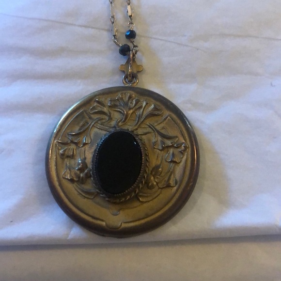 Jewelry | Vintage Locket Medallion With Gold And Bead Chain | Poshmark